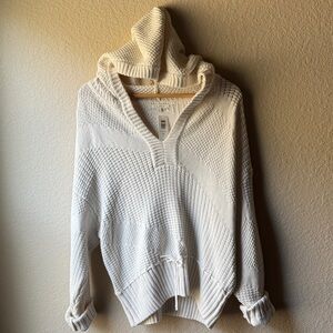 Z Supply White V-Neck Knit Sweater